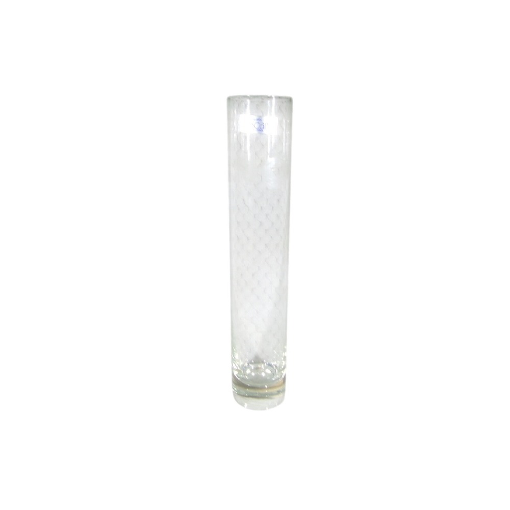 Toscany 10.25 Inch Bud Vase Clear Etched Hand Blown Glass Cylinder